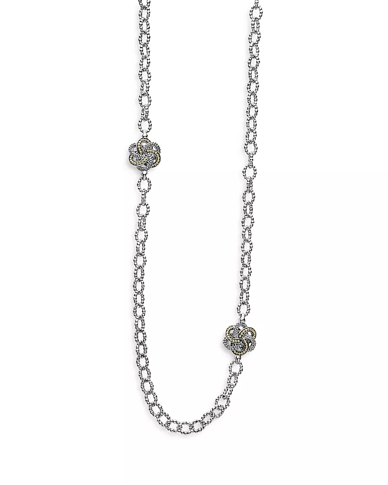 Lagos Sterling Silver & 18K Yellow Gold Love Knot Station Necklace, 32