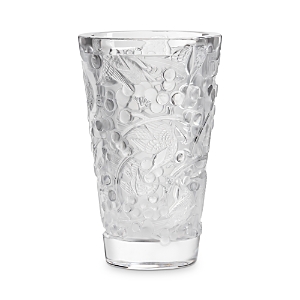 LALIQUE MERLES & RAISINS SMALL CLEAR VASE,10732100