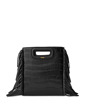 Shop Maje M Mini Bag In Black Embossed Leather