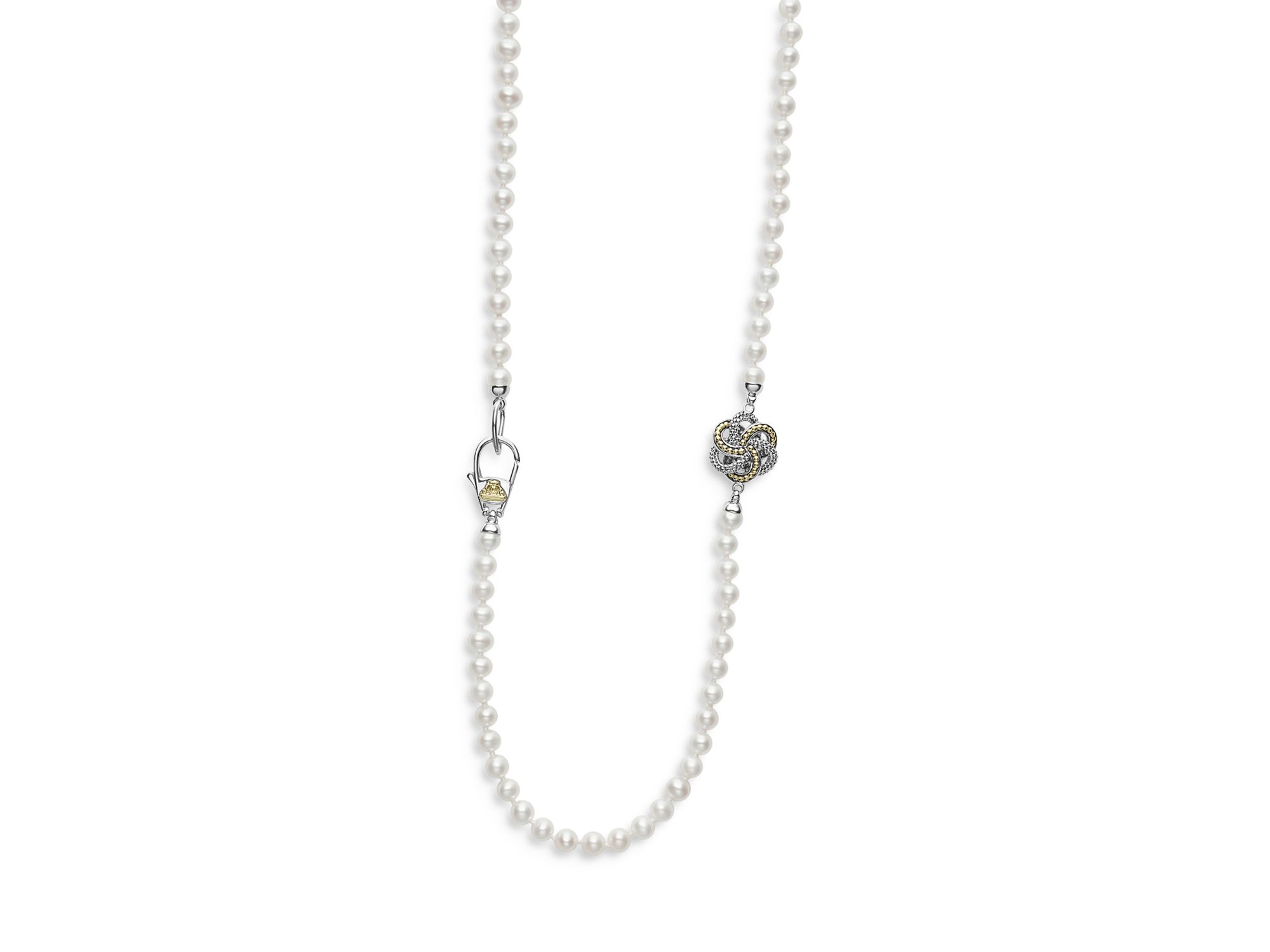 Sterling & 18K Yellow Gold Cultured Pearl Station Necklace, 34" — Image 4