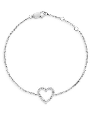 Bloomingdale's Fine Collection - Diamond Heart Bracelet in 14K White Gold, 0.25 ct. t.w. - Exclusive