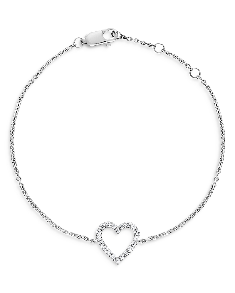 Bloomingdale's Fine Collection Diamond Heart Bracelet in 14K White Gold, 0.25 tcw