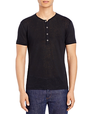 JOHN VARVATOS COLLECTION LINEN HENLEY SHIRT,K1368S1 QL6