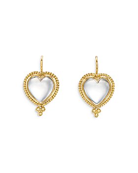 Temple St. Clair - 18K Yellow Gold Rock Crystal Heart Earrings 