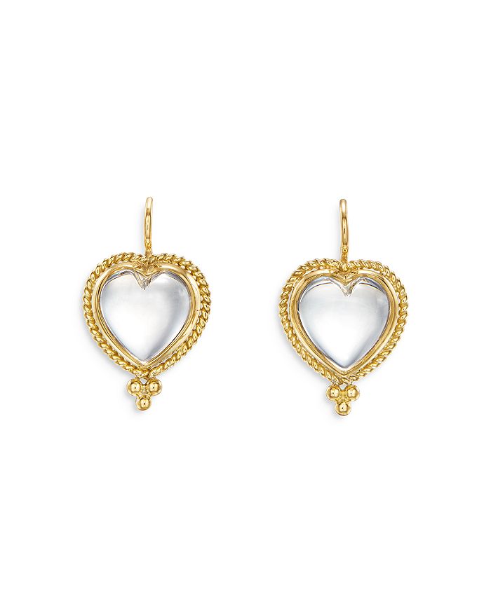 Shop Temple St Clair 18k Yellow Gold Rock Crystal Heart Earrings