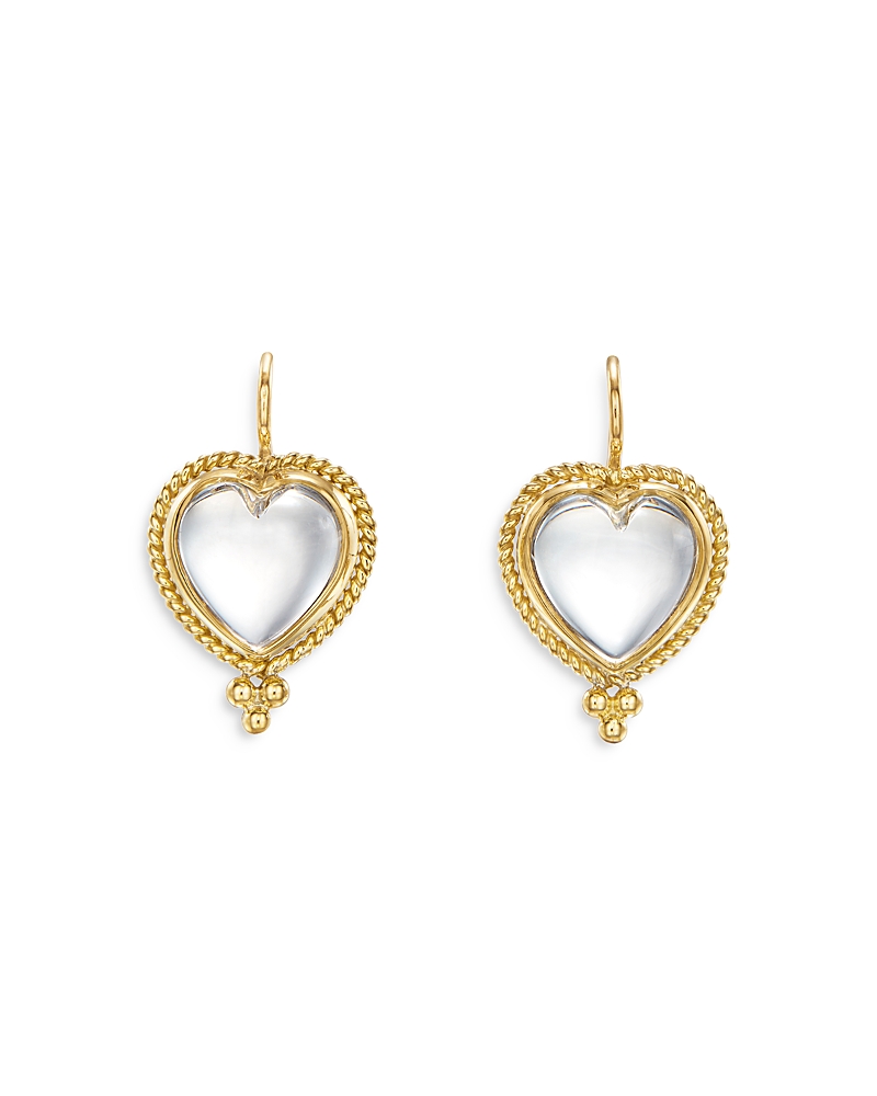 Temple St Clair 18k Yellow Gold Rock Crystal Heart Earrings In Gold