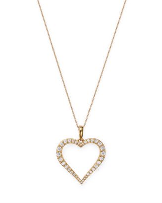 Bloomingdale's Diamond Heart Pendant Necklace in 14K Yellow Gold, 0.5 ...
