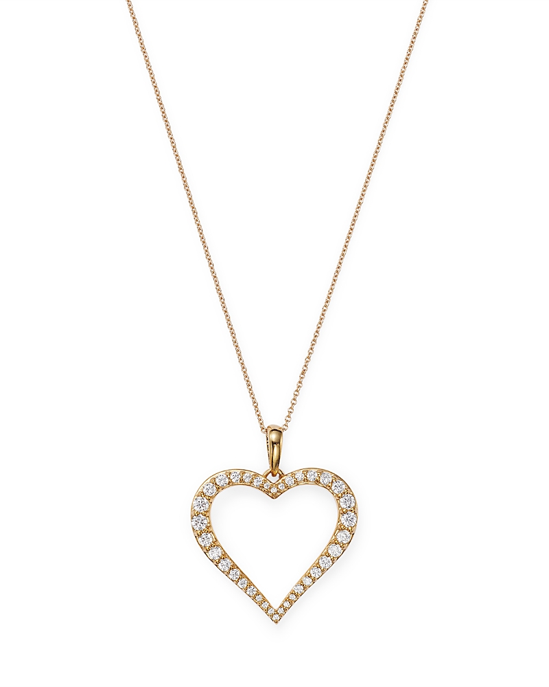 Bloomingdale's Diamond Heart Pendant Necklace In 14k Yellow Gold, 0.5 Ct. T. W. - Exclusive In White/gold