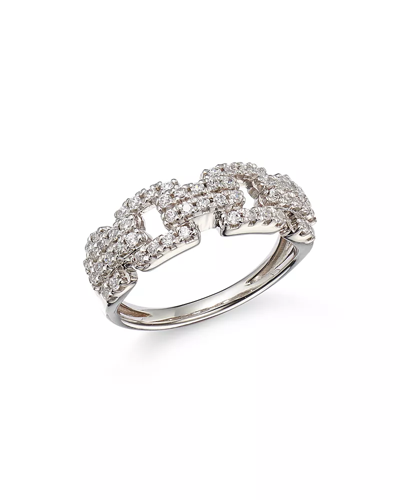 Bloomingdale's Fine Collection Diamond Pave Square Link Statement Ring in 14K White Gold, 0.5 tcw