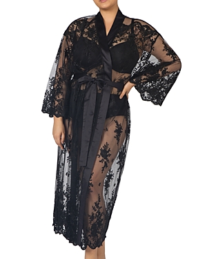 Shop Rya Collection Plus Darling Lace Robe In Black