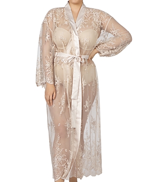 Shop Rya Collection Plus Darling Lace Robe In Champagne