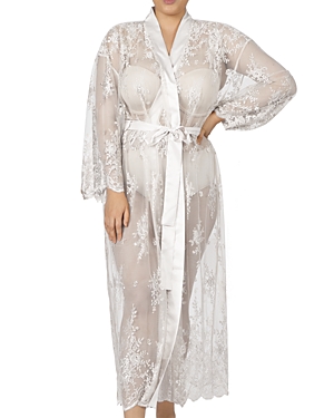 Shop Rya Collection Plus Darling Lace Robe In Ivory