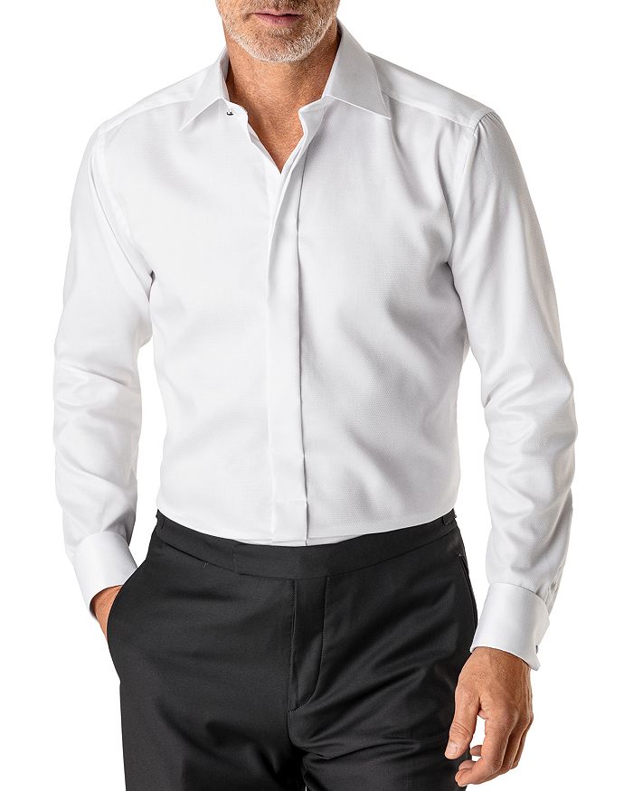 Henry Segal Mens Pintuck Wing Collar Long Sleeve White Tuxedo Shirt 