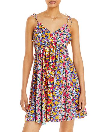 AQUA V Neck Floral Mini Dress - 100% Exclusive | Bloomingdale's