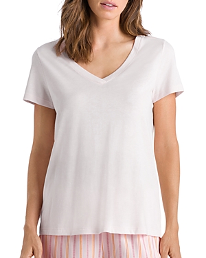 Shop Hanro Sleep & Lounge Short Sleeve Tee In Apricot Blush