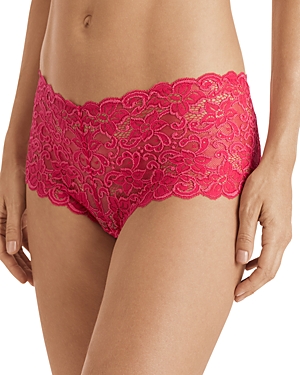 Hanro Luxury Moments Stretch-lace Boy Shorts In Geranium