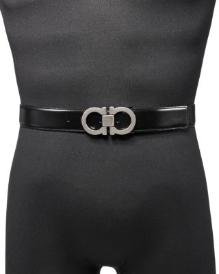 Men's Double Gancini Buckle Reversible Leather Belt