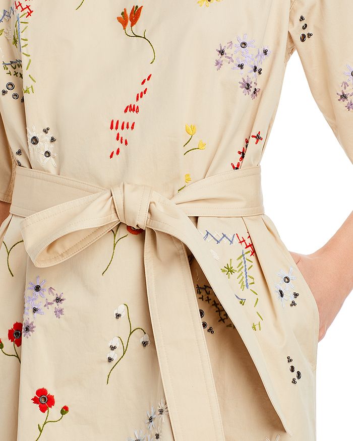 TORY BURCH EMBROIDERED SHIFT MIDI DRESS