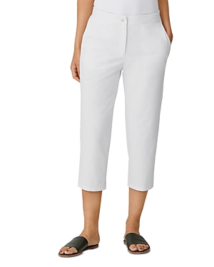 Eileen Fisher Petite Organic Cotton Ponte Tapered Capri Pants In White