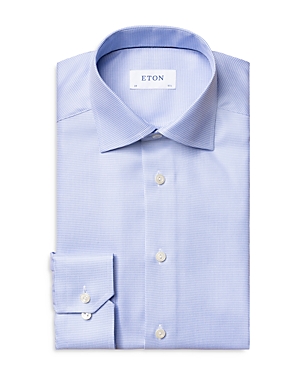 Eton Houndstooth Slim Fit Dress Shirt In Light Blue