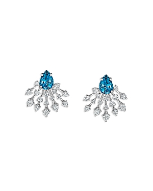 Hueb 18K White Gold Luminus Blue Topaz & Diamond Statement Earrings