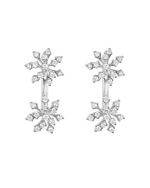 Shop Hueb 18k White Gold Luminus Diamond Double Cluster Drop Earrings