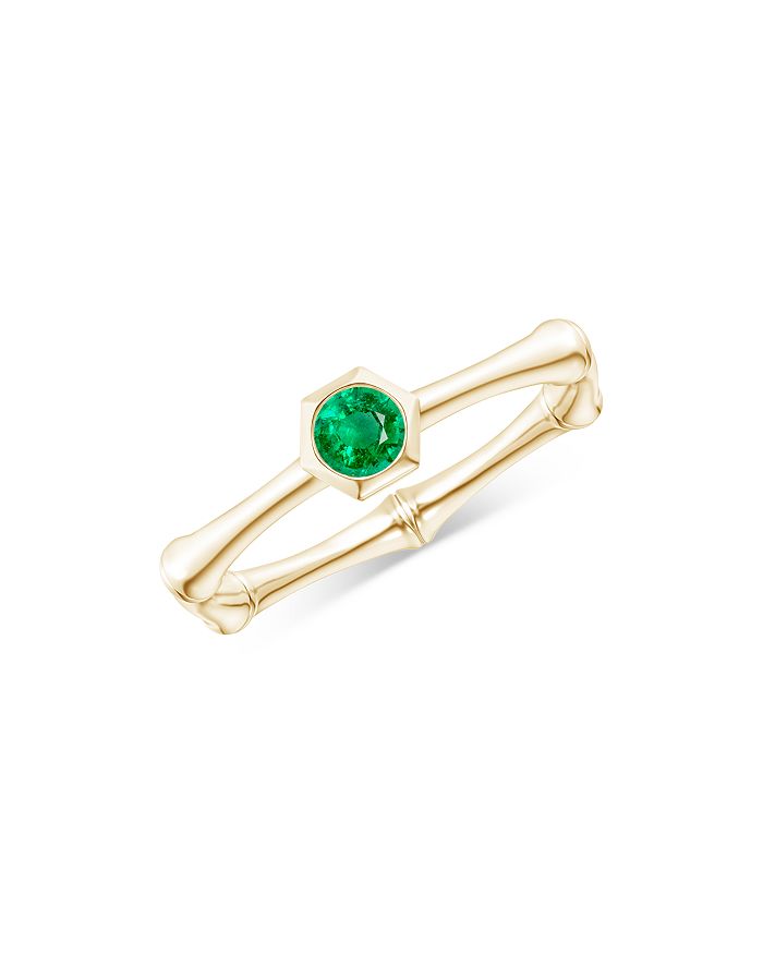 Natori Natori 14K Yellow Gold Emerald Bamboo Ring | Bloomingdale's