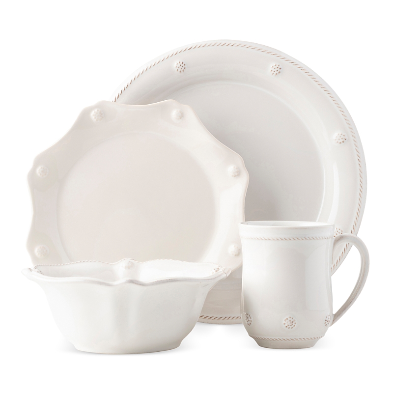 Juliska Berry & Thread 4-piece Place Setting With Mug & Cereal Bowl Set In Whitewash