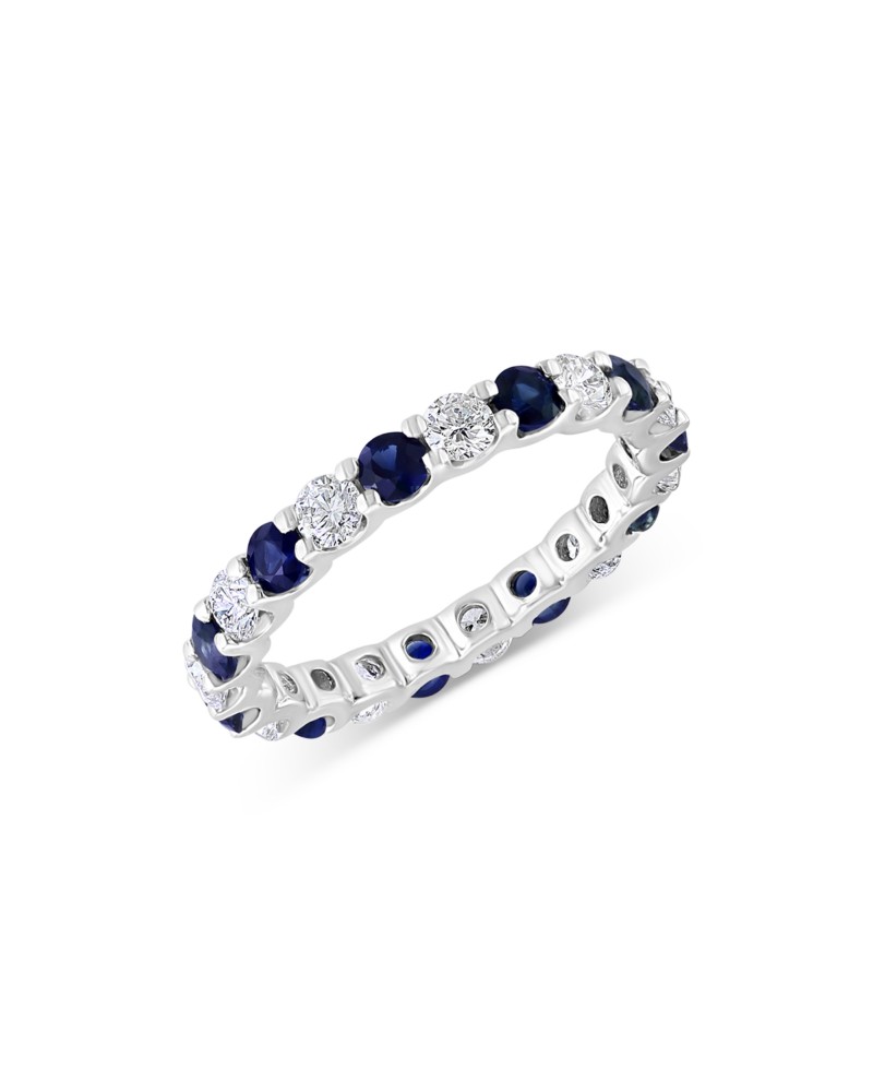 Bloomingdale's Fine Collection Sapphire & Diamond Eternity Band in 14K White Gold in Blue/White