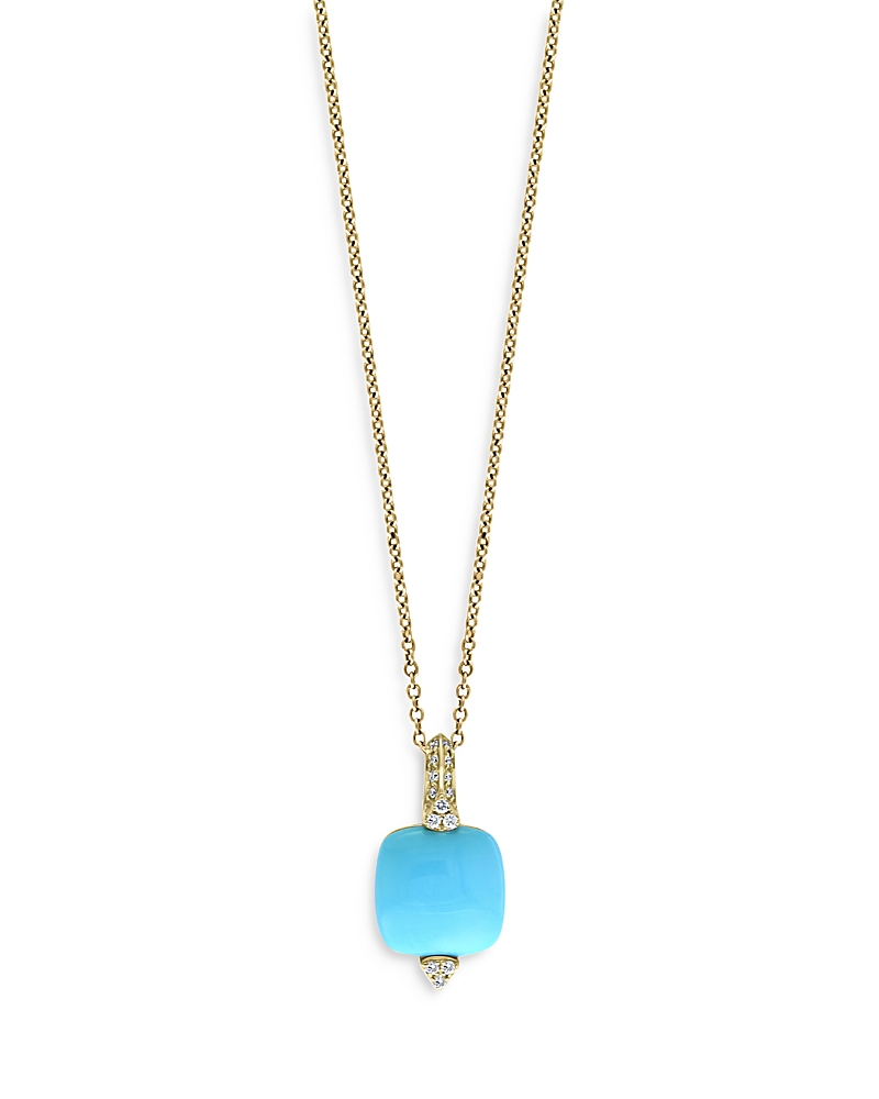 Bloomingdale's Fine Collection Turquoise & Diamond Pendant Necklace in 14K Yellow Gold, 18