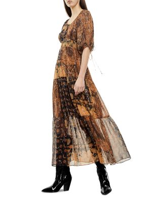 The Kooples Patchwork Print Maxi Dress In Black | ModeSens