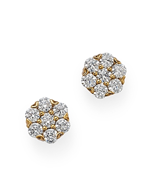 Bloomingdale's Round Cut Diamond Cluster Stud Earrings in 14K Yellow Gold, 0.5 ct. t.w. - 100% Exclu
