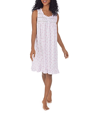 Eileen West Printed Lace Trim Nightgown In Pink Floral