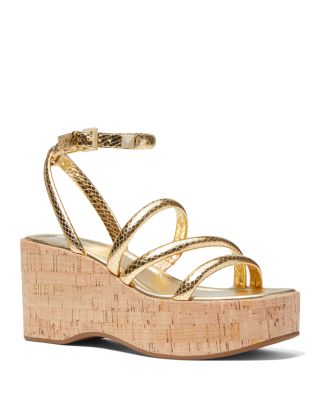gold leather wedge sandals