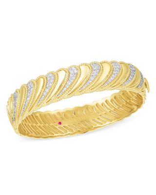 Roberto Coin - 18K Yellow Gold Byzantine Barocco Diamond Bangle Bracelet