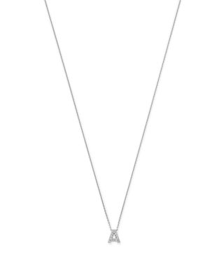 18K White Gold "Love Letter" Initial Pendant Necklace with Diamonds, 16"