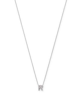 18K White Gold "Love Letter" Initial Pendant Necklace with Diamonds, 16"