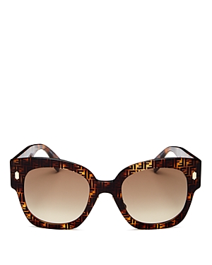 Fendi Women's Square Sunglasses, 52mm In Havana Pattern/brown Gradient
