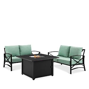 Crosley Sparrow & Wren Destin 3 Piece Outdoor Conversation Set With Fire Table In Mist