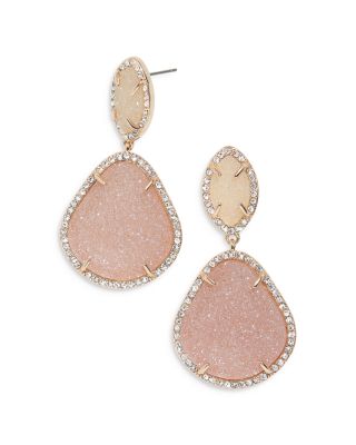 Oval Druzy Drop Earrings