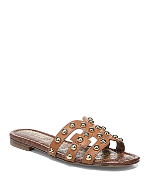 Sam Edelman Women's Bay 14 Ball Studded Leather Slide Sandals In Saddle Leather