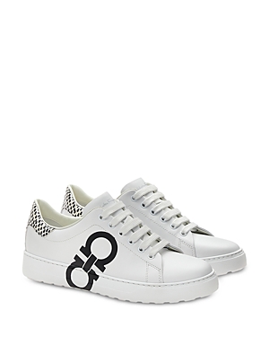 Salvatore Ferragamo Women's Gancini Logo & Python Lace Up Low Top Sneakers