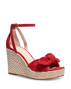 Kate Spade New York Women's Tianna Almond Toe Knotted Bow Espadrille Wedge Sandals In Lava Falls