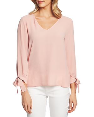 Cece By Cynthia Steffe Tie-cuff Top In Mountain Rose