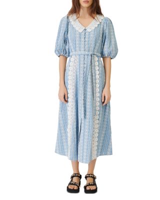 Maje Raviana Lace Trim Midi Dress | Bloomingdale's Women