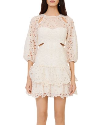 open lace back dress Tea Length Embroidered Tulle Cocktail Dress – Terijon.com main image 1