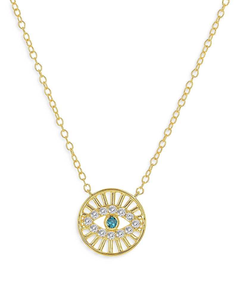 Bloomingdale's Diamond Evil Eye Medallion Necklace In 14k Yellow Gold, 0.15 Ct. T. W. - Exclusive In Gold