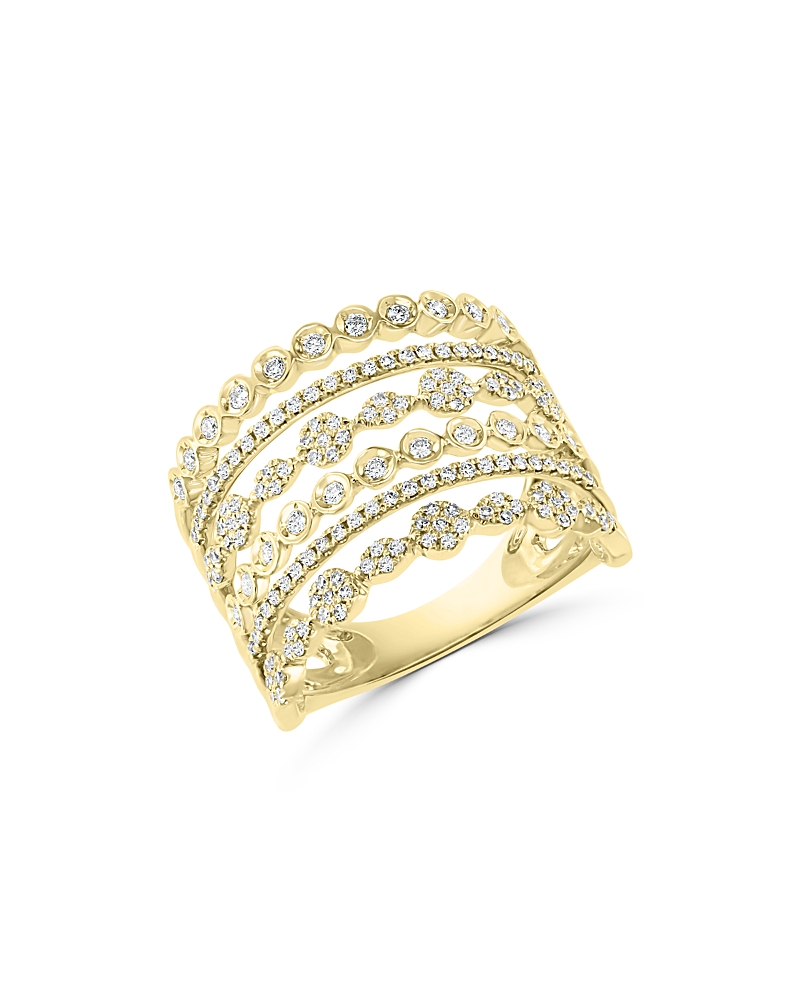Bloomingdale's Diamond Multirow Openwork Statement Ring In 14k Yellow Gold, 0.55 Ct. T. W. - Exclusive In Gold/white