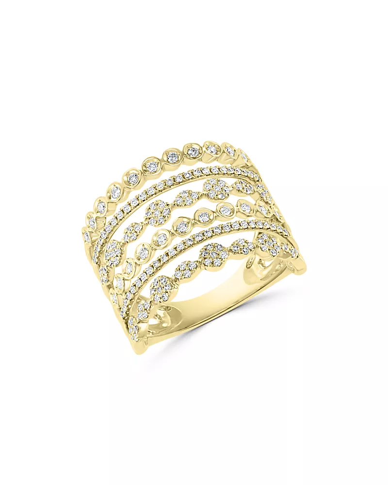 Bloomingdale's Fine Collection Diamond Multirow Openwork Statement Ring in 14K Yellow Gold, 0.55 tcw
