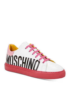 Shop Moschino Women's Lace Up Sneakers In White Multi